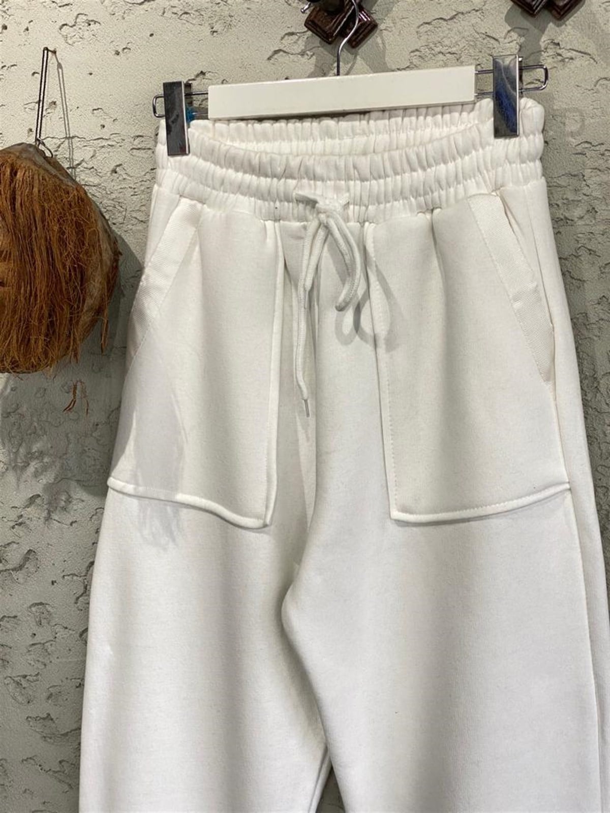 Çift Cepli Şerit Detaylı Jogger Pantolon (Ekru)