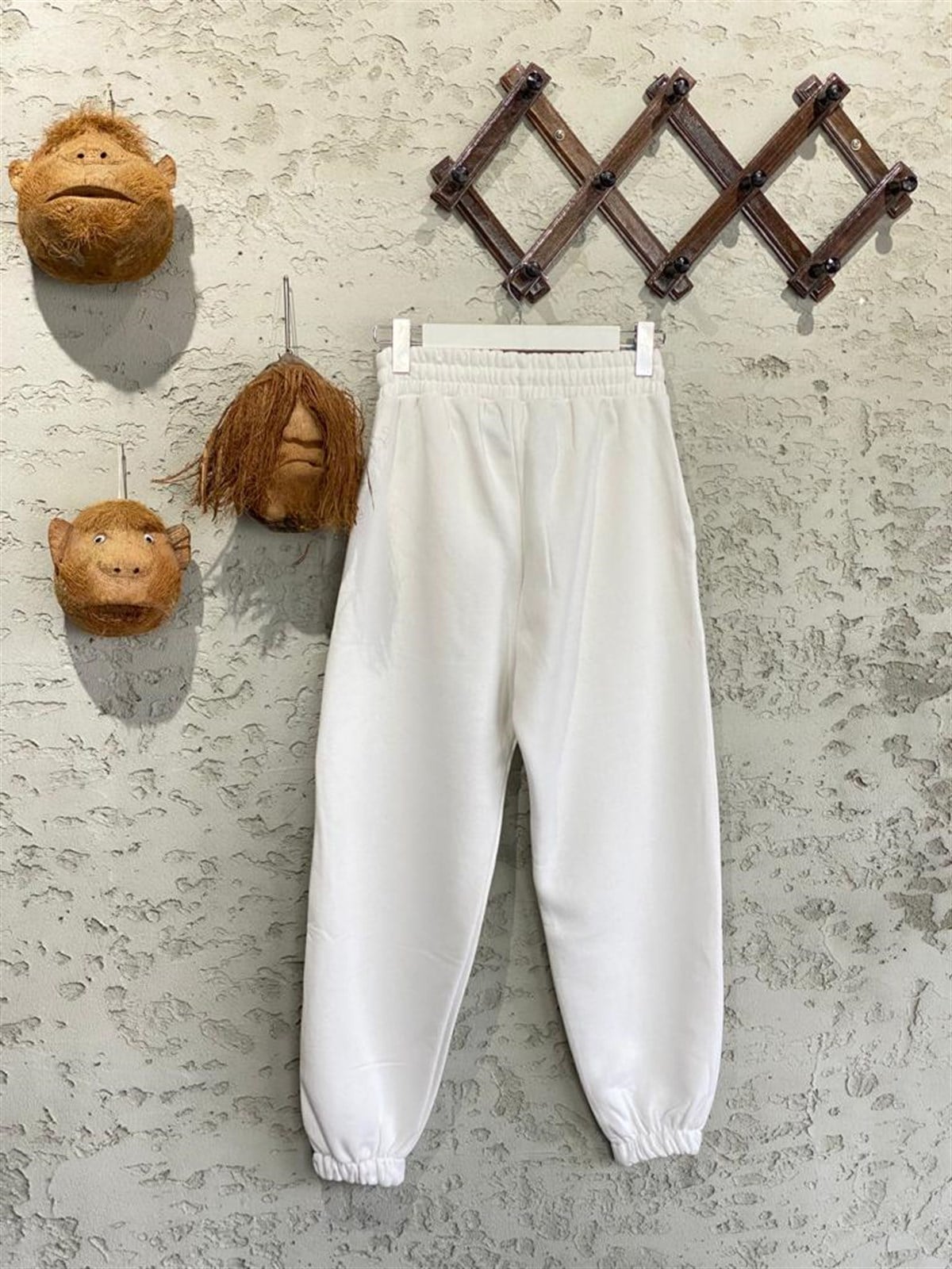 Çift Cepli Şerit Detaylı Jogger Pantolon (Ekru)