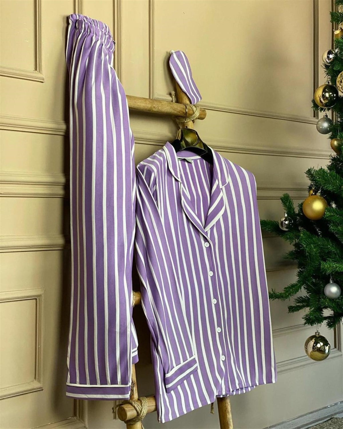 Çizgili Pijama Takımı (MOR)