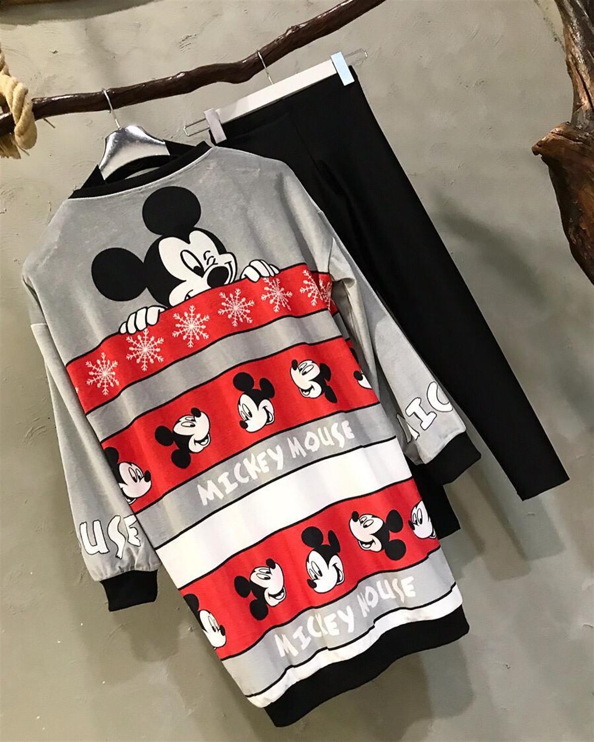 Çoklu Mickey Kadife Sweatshirt