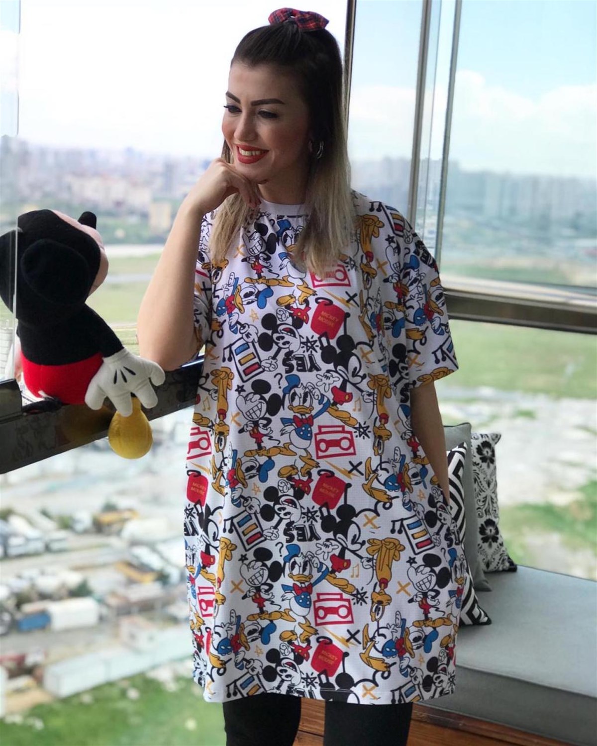 Çoklu Mickey Tunik Elbise
