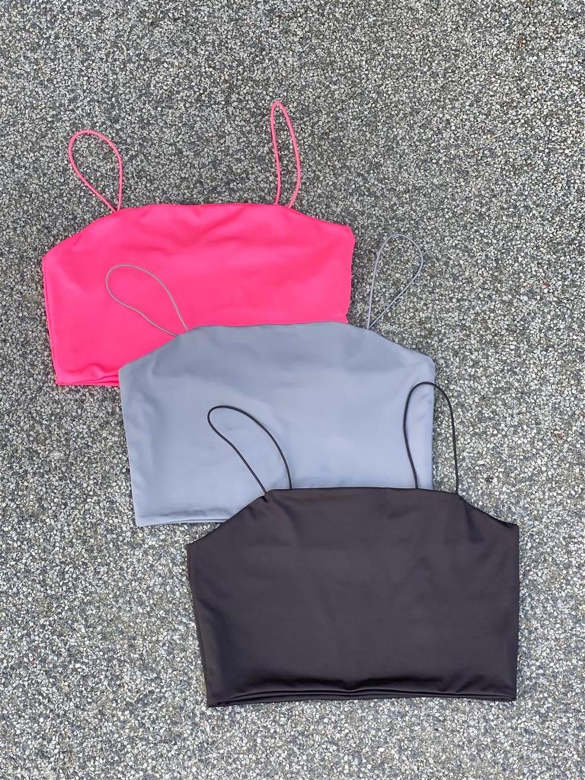 Crop Atlet (Gri/Pembe/Siyah)