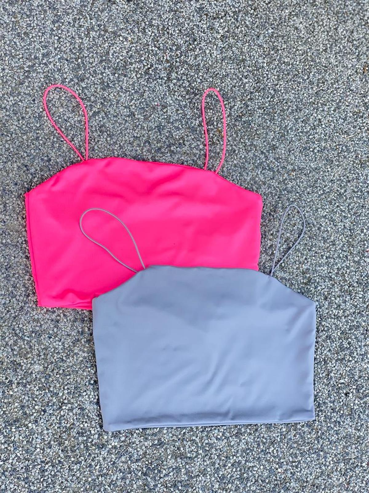 Crop Atlet (Gri/Pembe/Siyah)