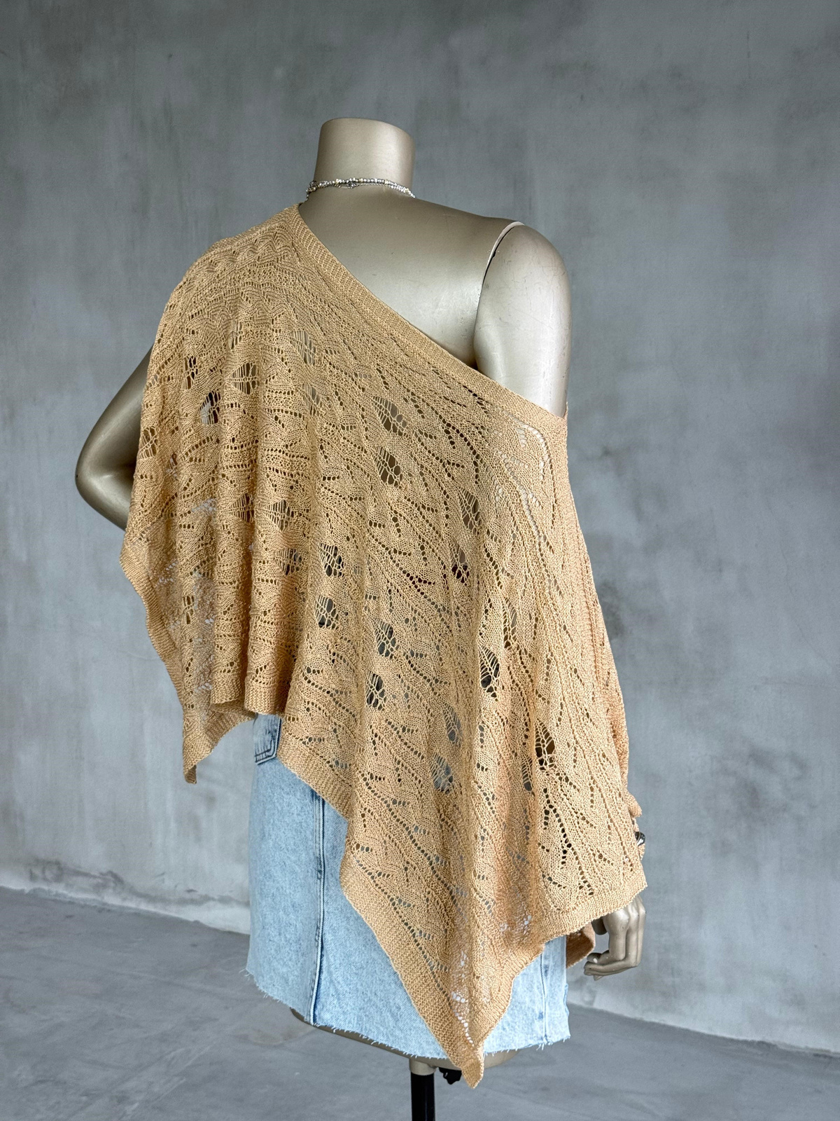Dantel Pelerin Merserize Bluz (Camel)