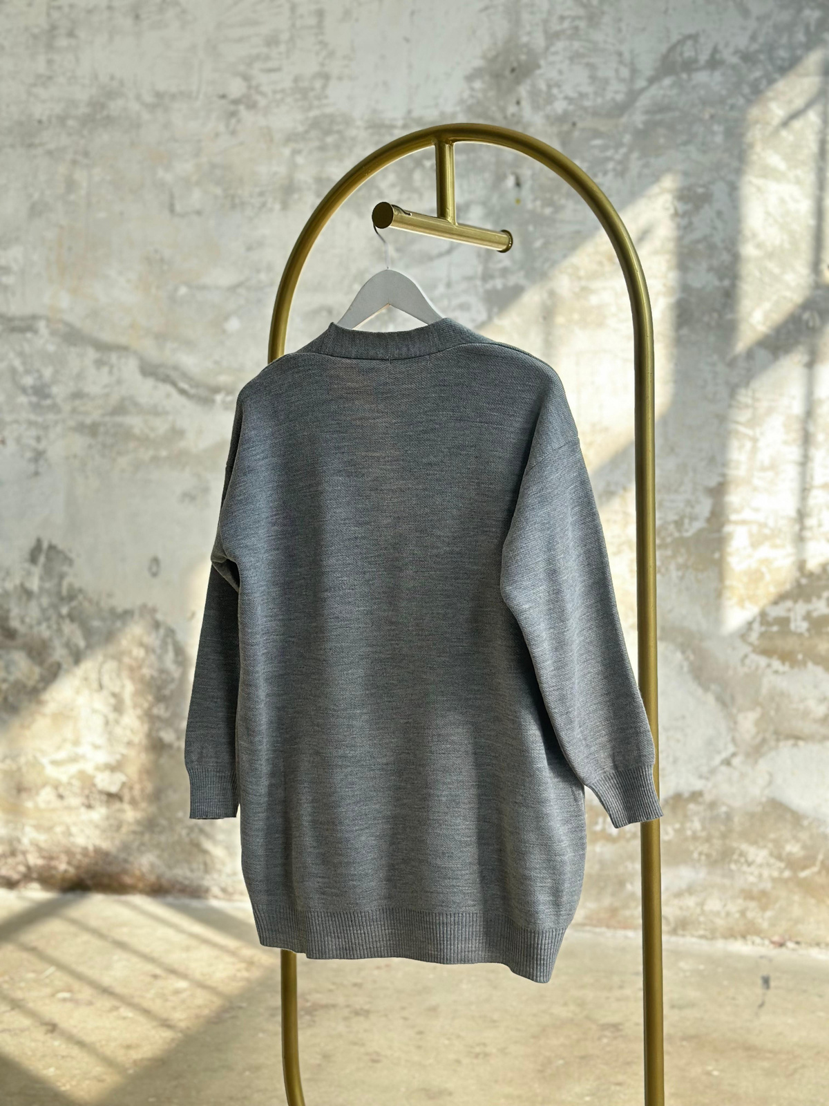 Denim Cep Detaylı Hırka (Gri)