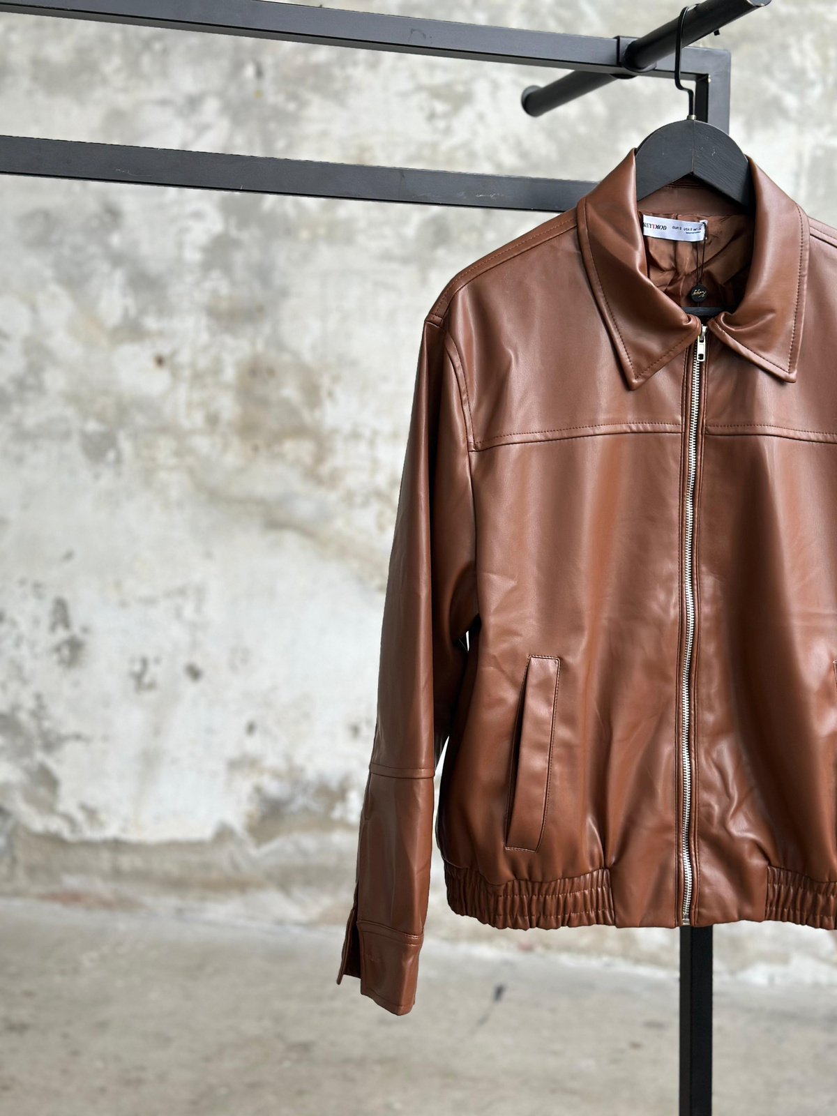 Deri Bomber Ceket (Taba)