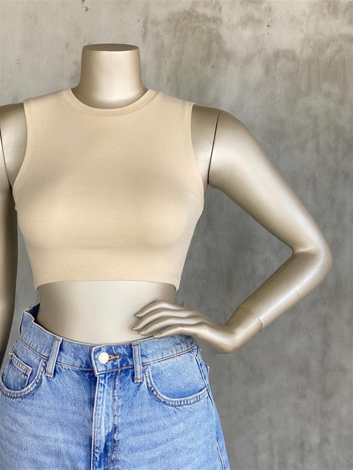 Dilvin Crop Top (Beyaz/Siyah/Bej)