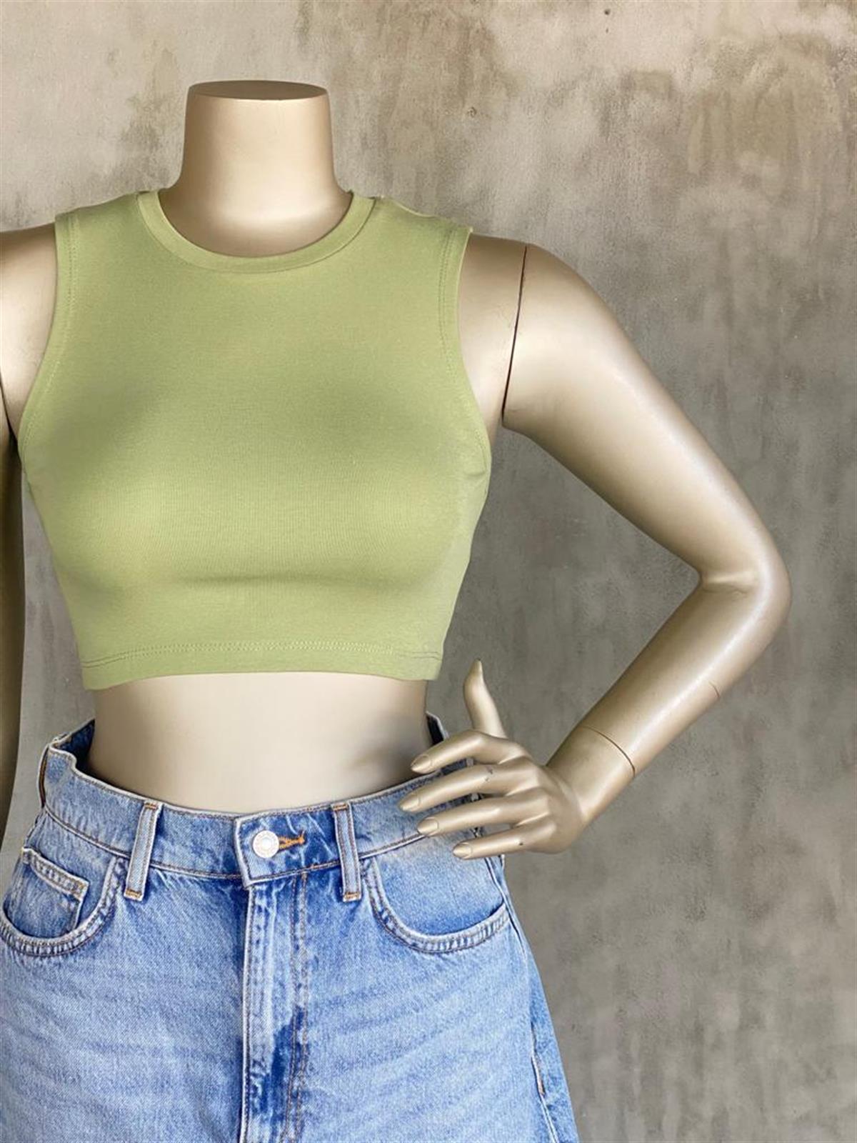 Dilvin Crop Top (Mint/Sax)