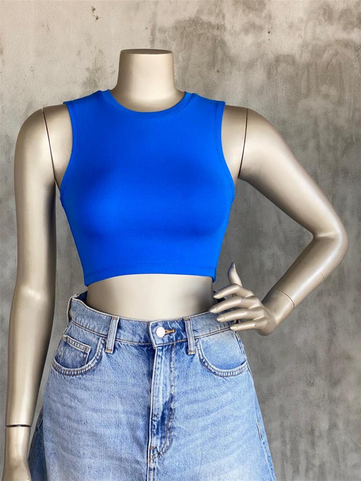 Dilvin Crop Top (Mint/Sax)