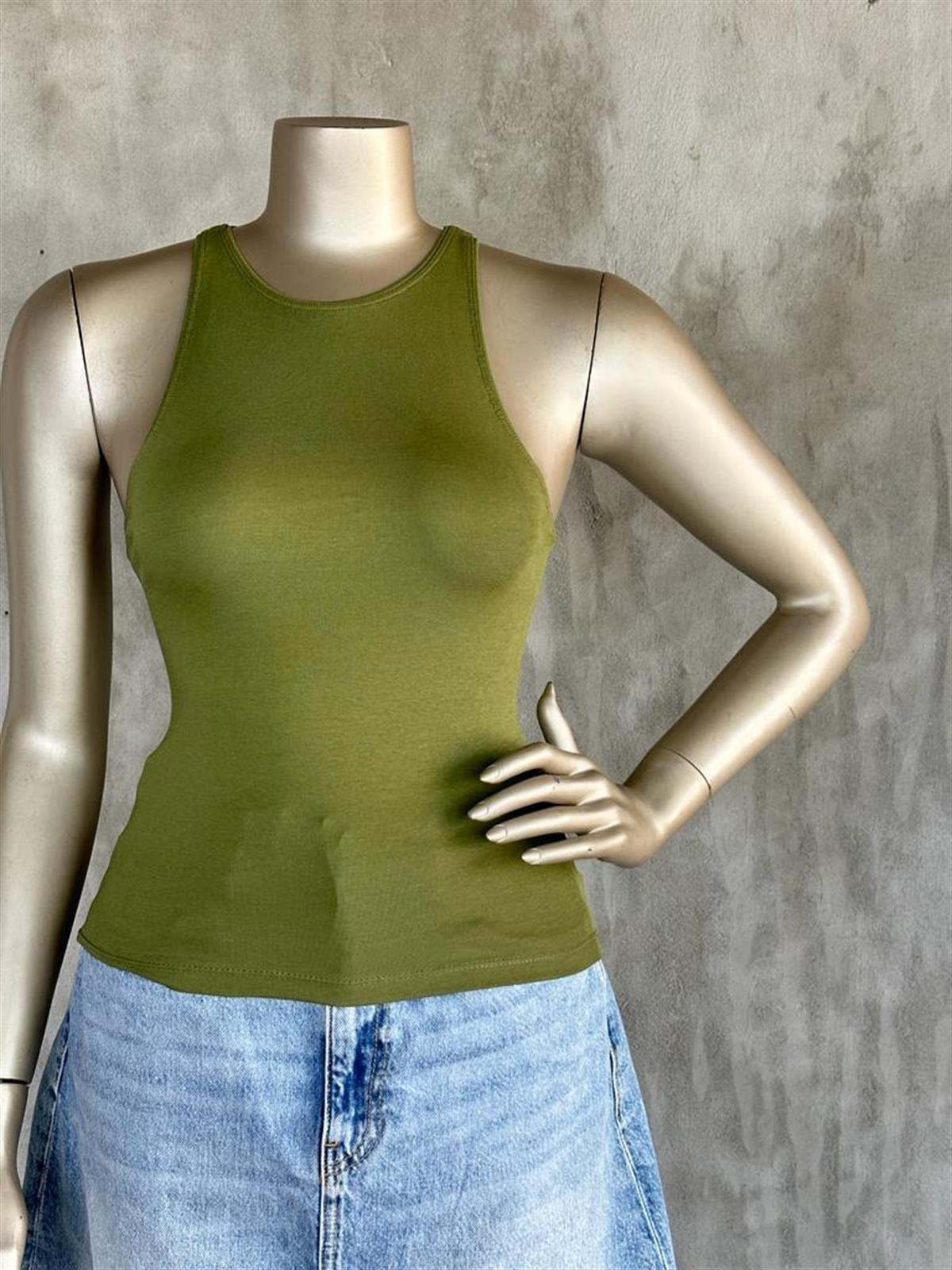 Dilvin Halter Yaka Crop (Asker Yeşili)