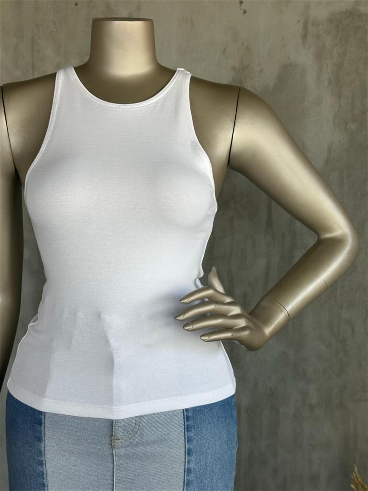 Dilvin Halter Yaka Crop (Beyaz)