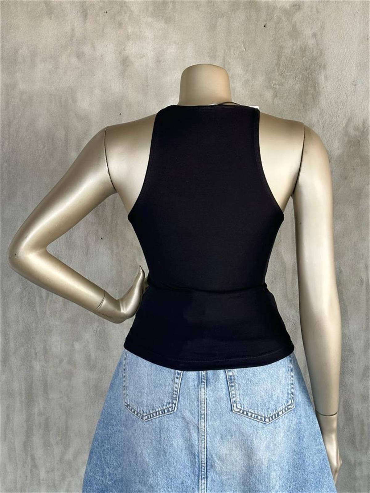 Dilvin Halter Yaka Crop (Siyah)