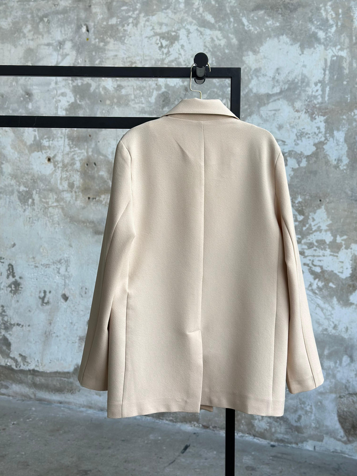 Dokuma Düğme Detaylı Blazer Ceket (Bej)
