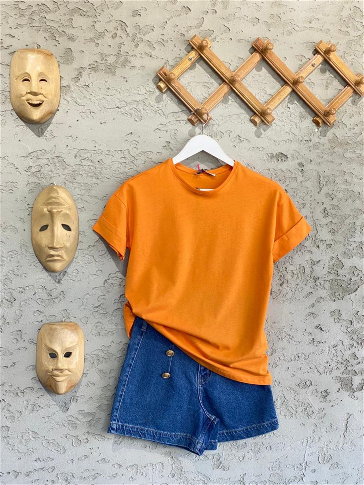 Double Kol Rahat Tshirt (Oranj/Fuşya)