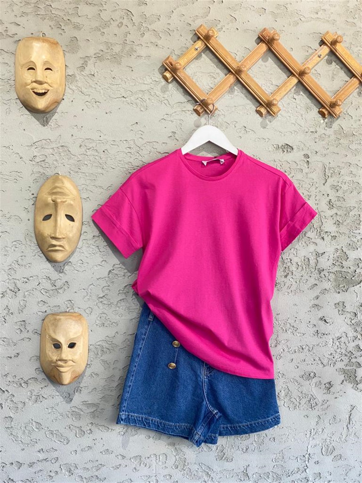 Double Kol Rahat Tshirt (Oranj/Fuşya)