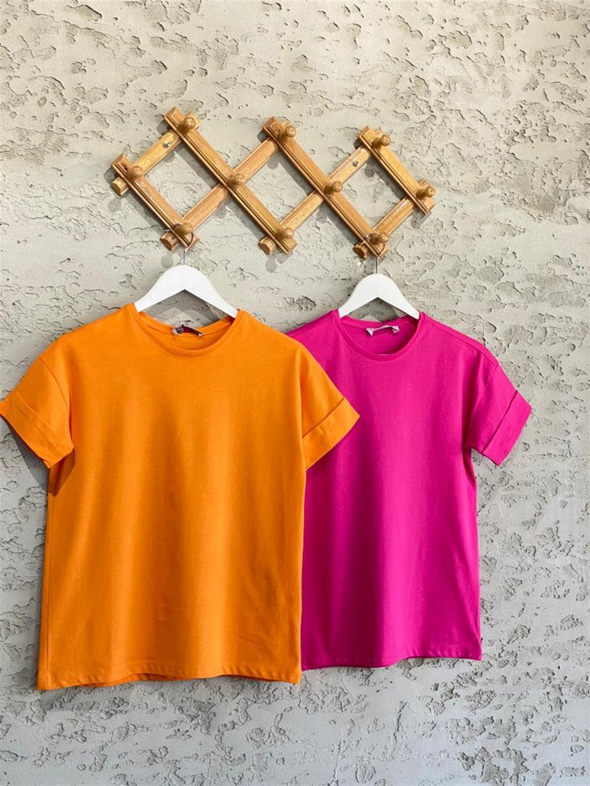 Double Kol Rahat Tshirt (Oranj/Fuşya)