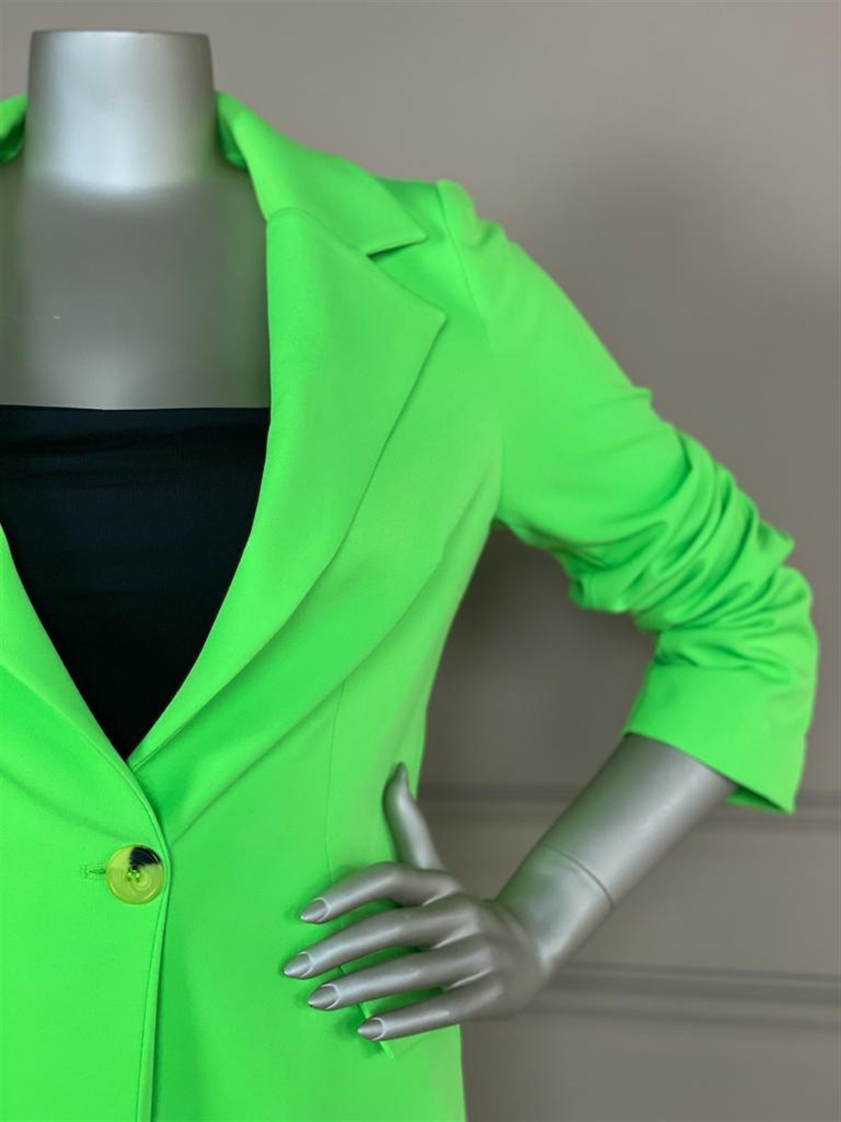 Düğme Detaylı Blazer Ceket (Fıstık Yeşili)