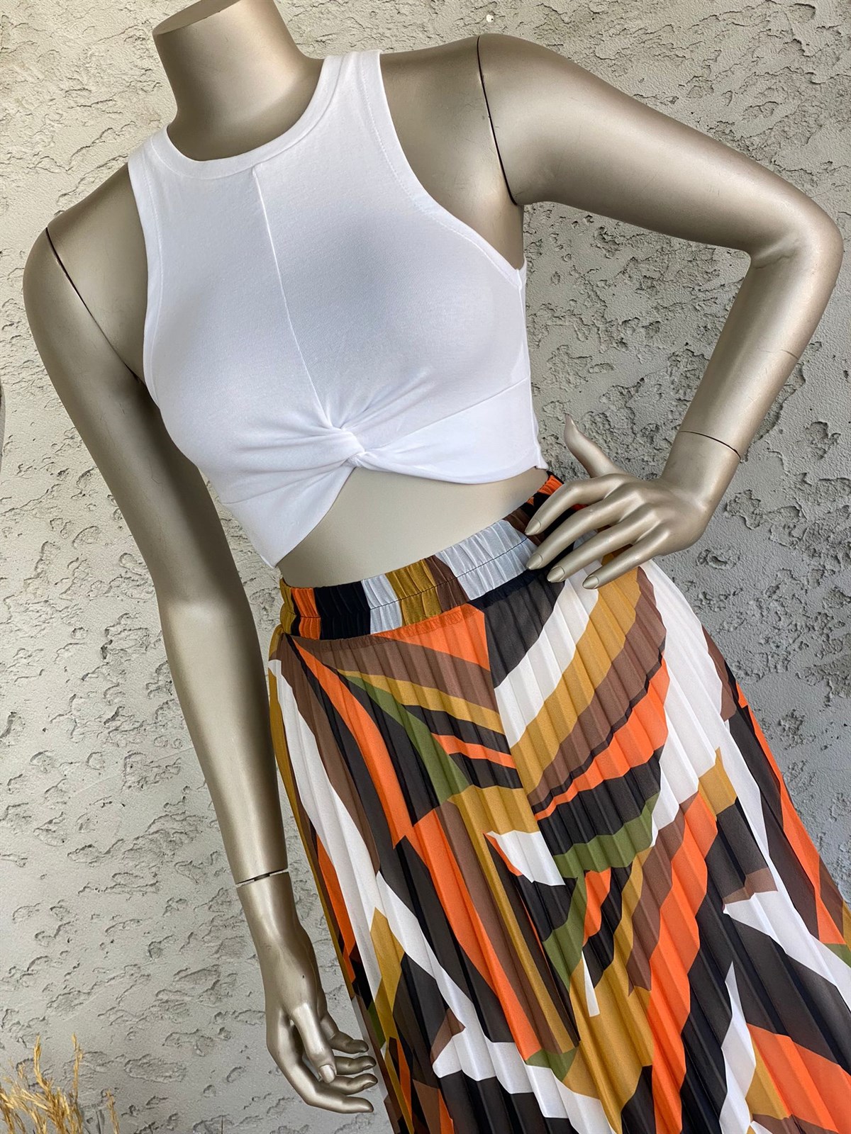 Düğümlü Crop Top (Beyaz)