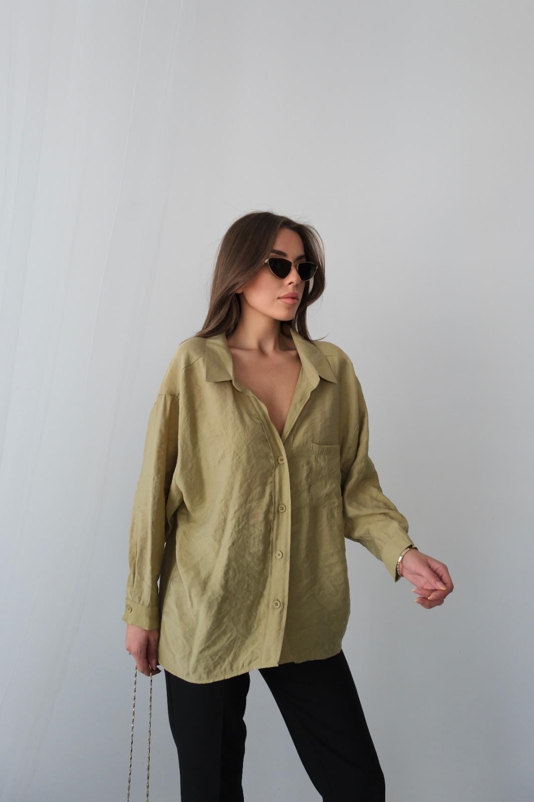 Düşük Omuzlu Oversize Gömlek (Haki)