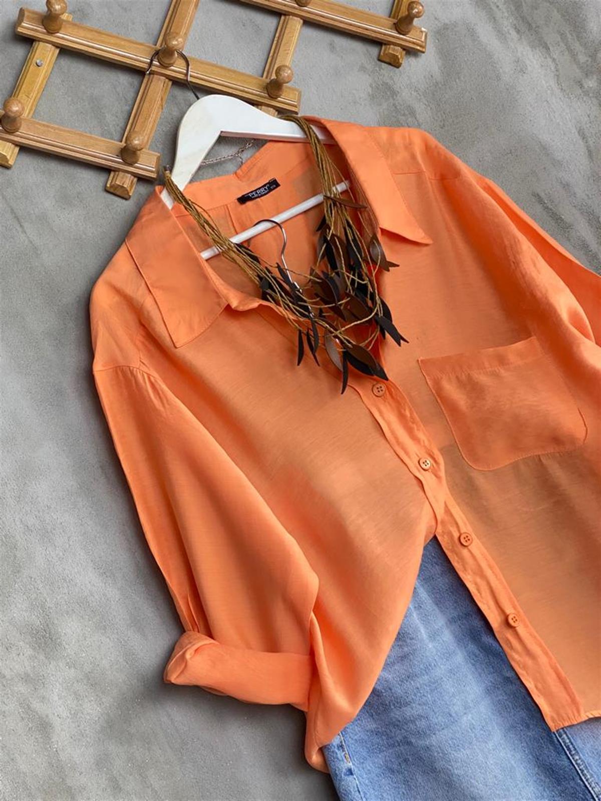 Düşük Omuzlu Oversize Gömlek (Somon)