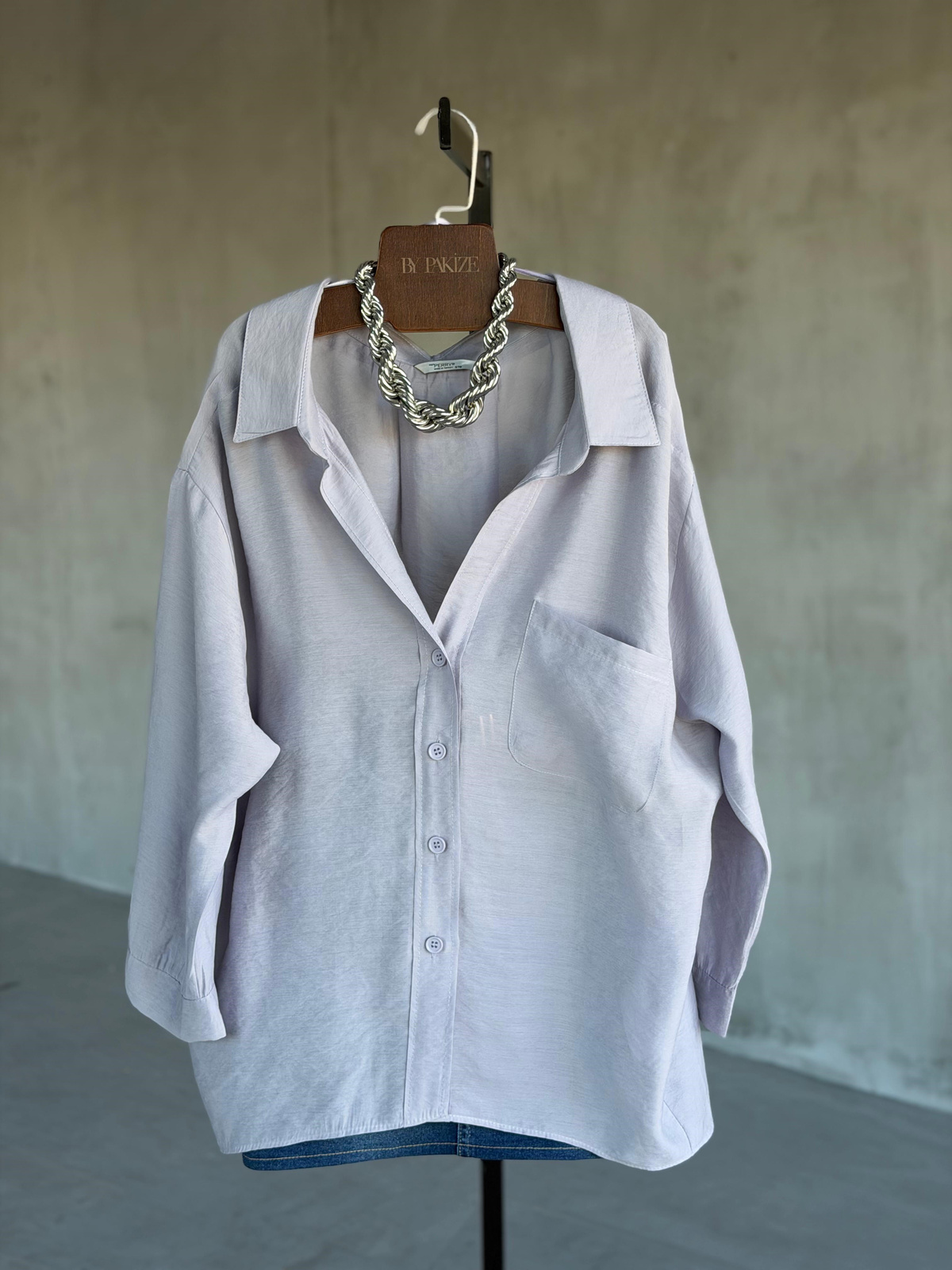 Düşük Omuzlu Oversize Gömlek (Yağ Yeşili)