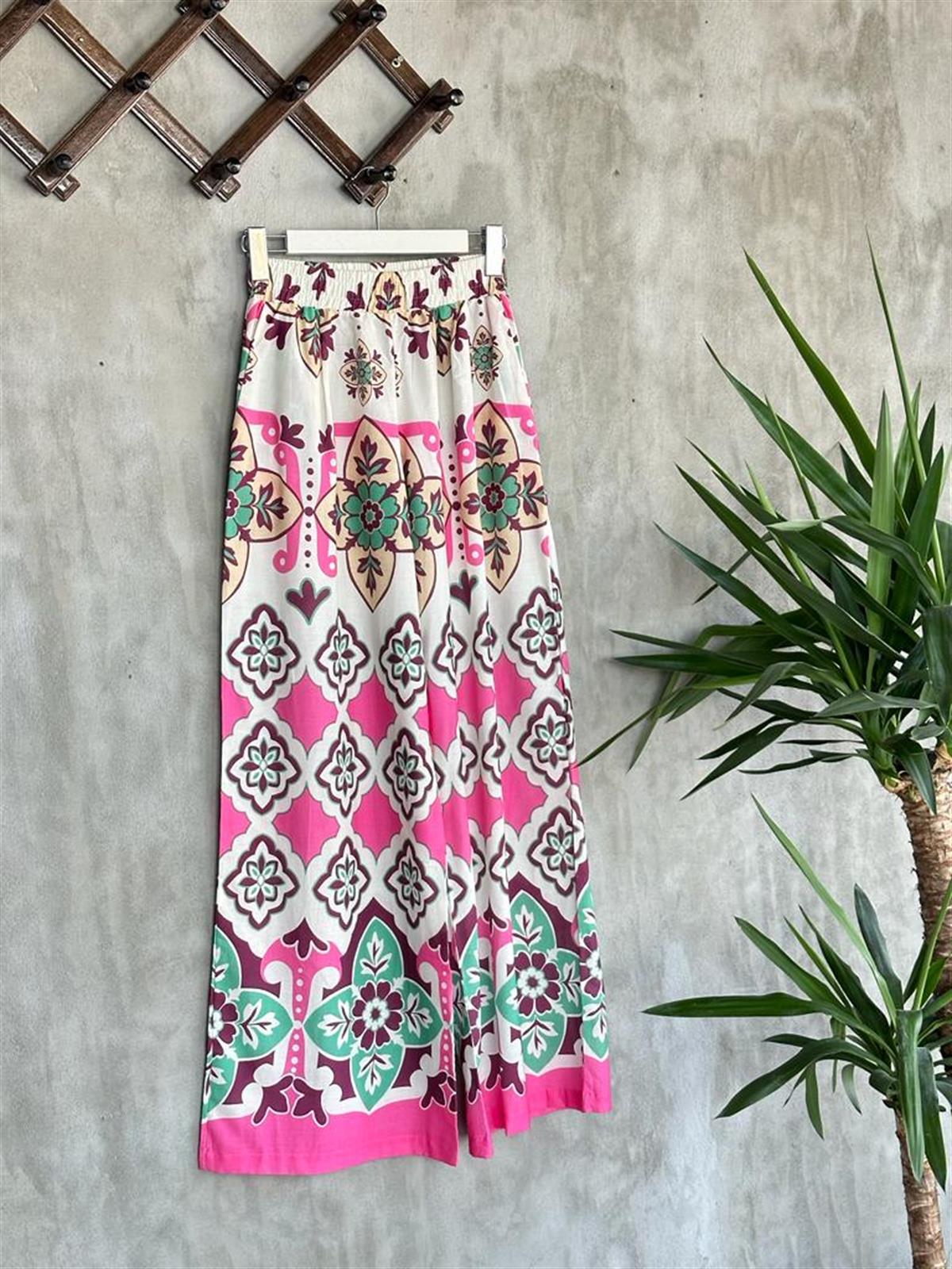 Etnik Desenli Gömlek Takım(Pembe)