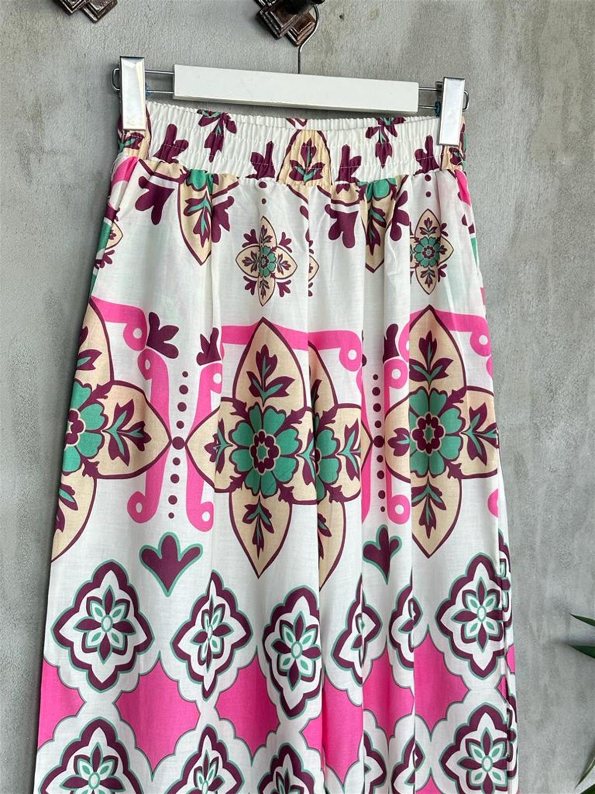 Etnik Desenli Gömlek Takım(Pembe)