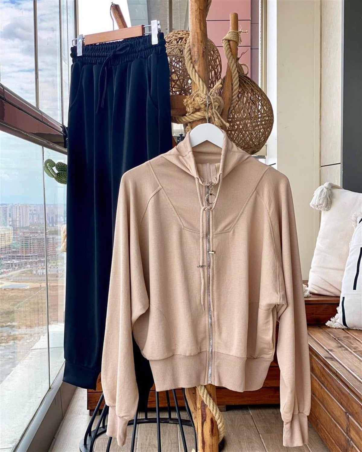 Fermuarlı Sweat Ceket (Camel)