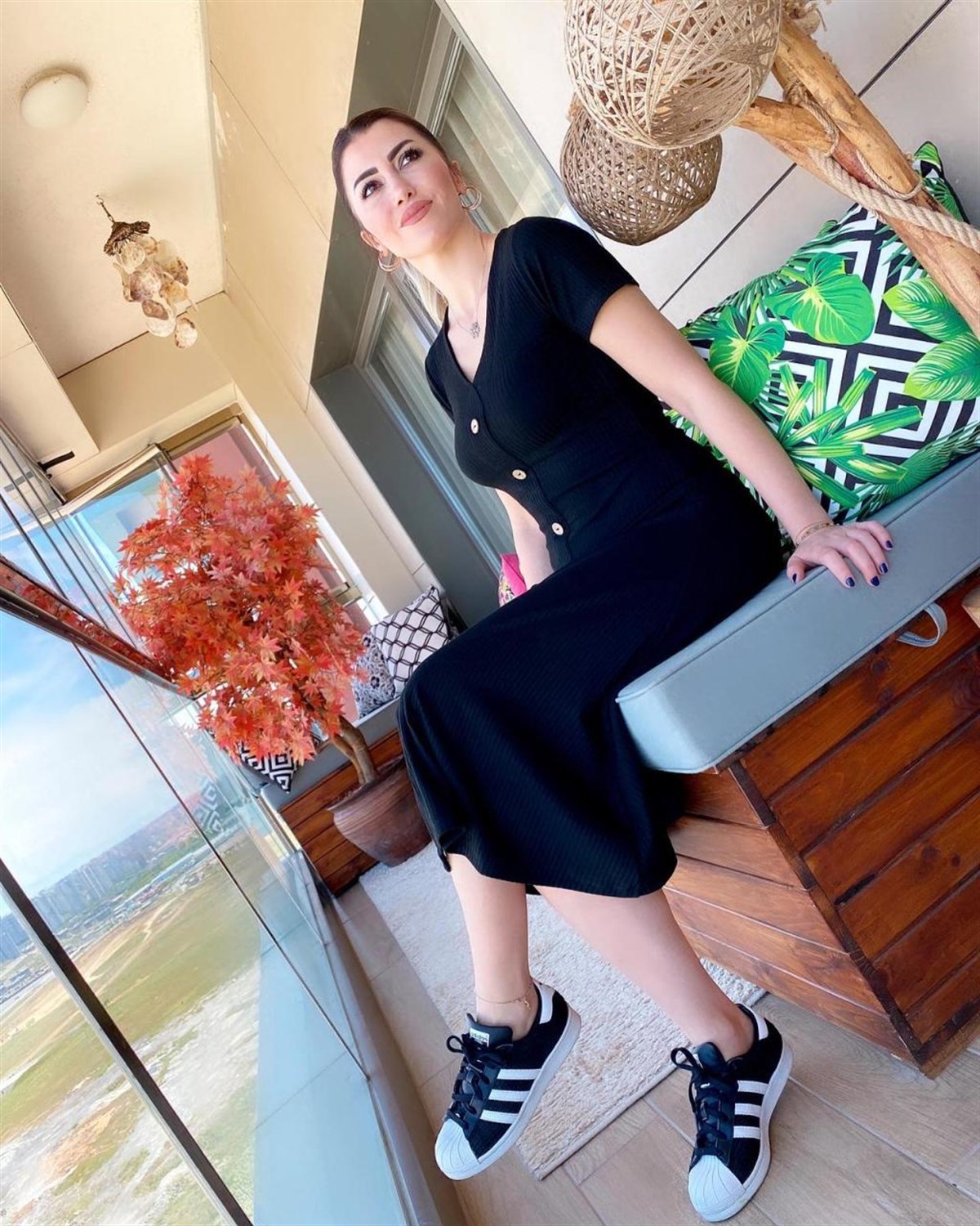 Fitilli Çan Model Likralı Kumaş Elbise (SİYAH)