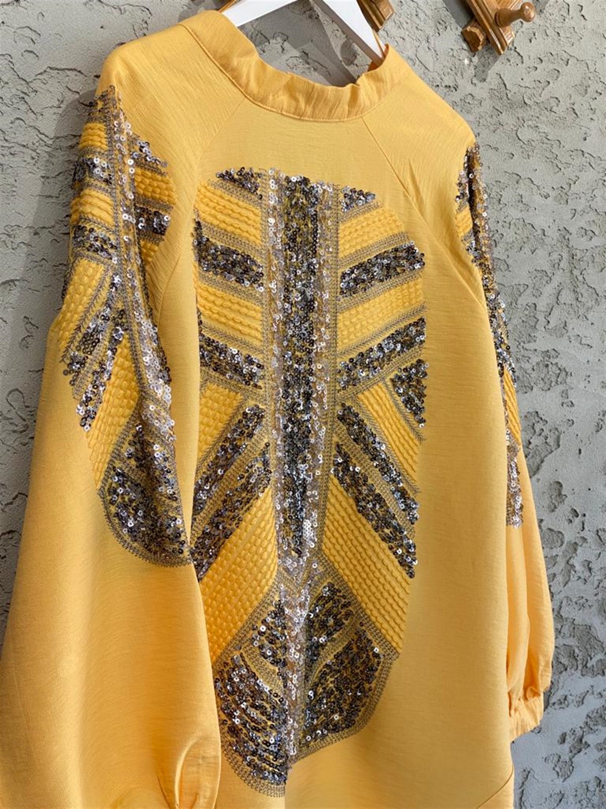 Full Payet İşlemeli Özel Tasarım Kimono (Taş)