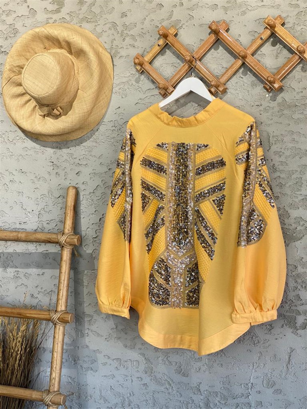 Full Payet İşlemeli Özel Tasarım Kimono (Taş)