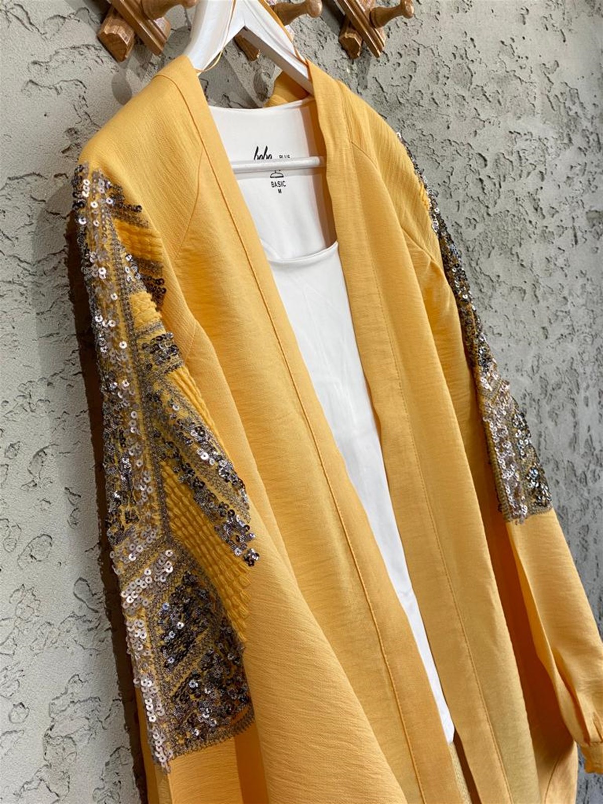 Full Payet İşlemeli Özel Tasarım Kimono (Taş)