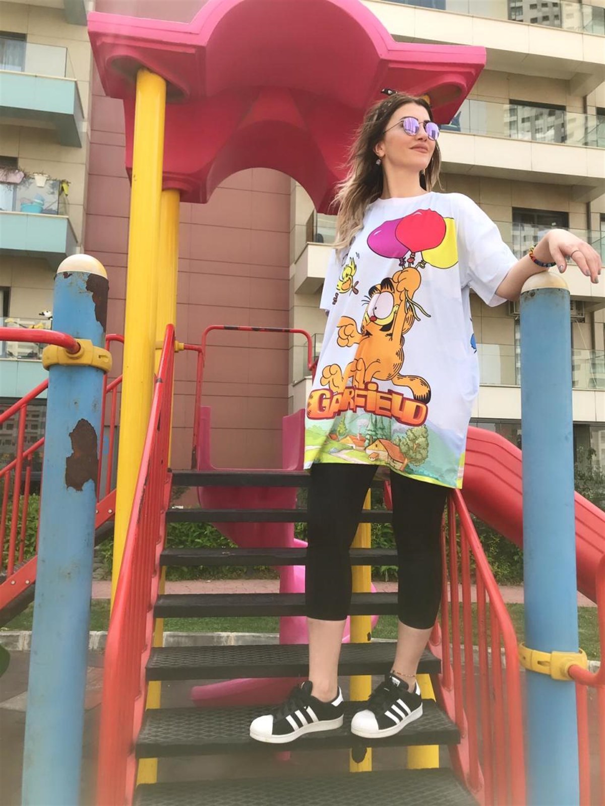 Garfield Desen Tunik Elbise