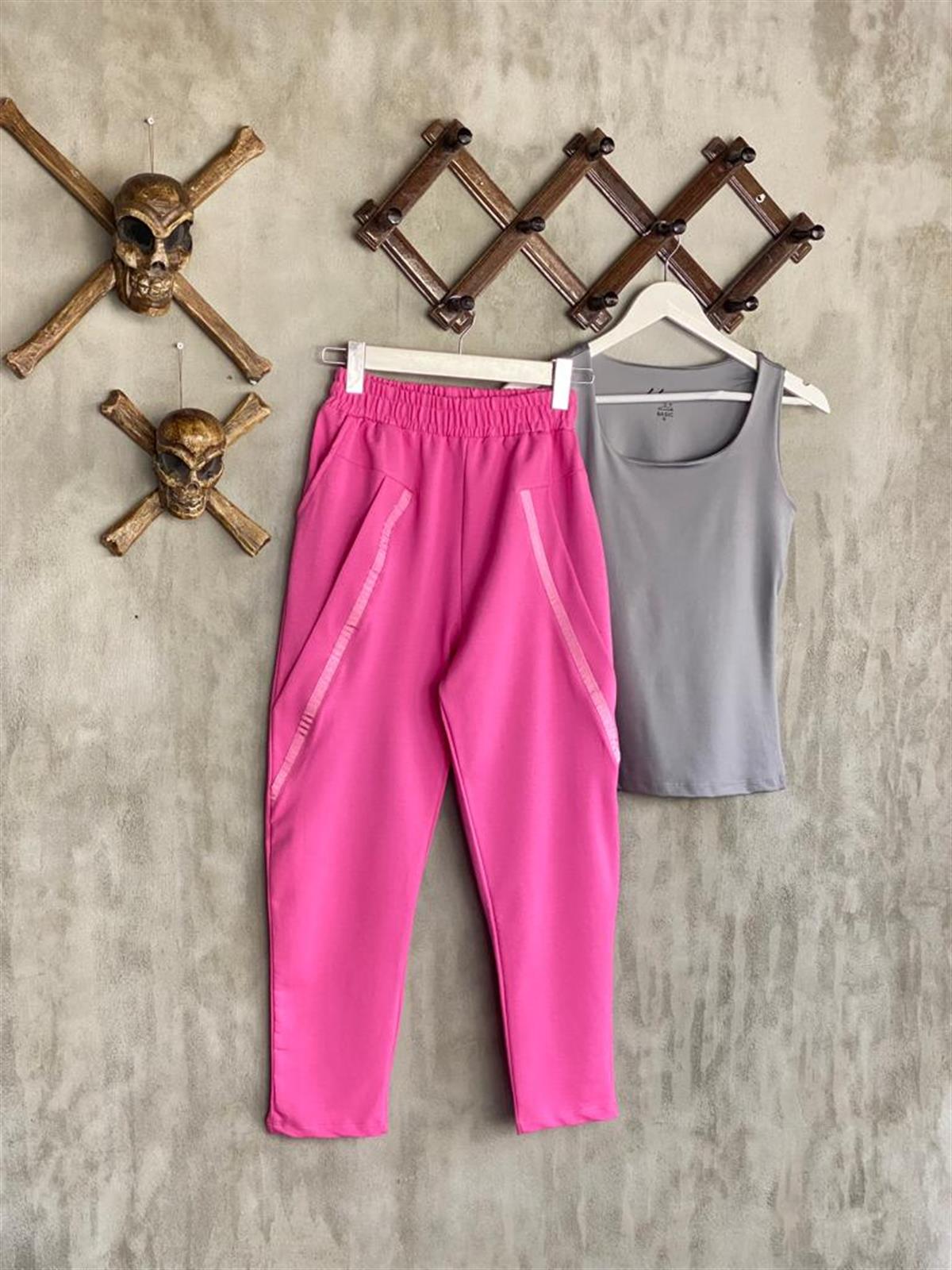 Garnili Tasarım Model Cepli Pantolon (Pembe)