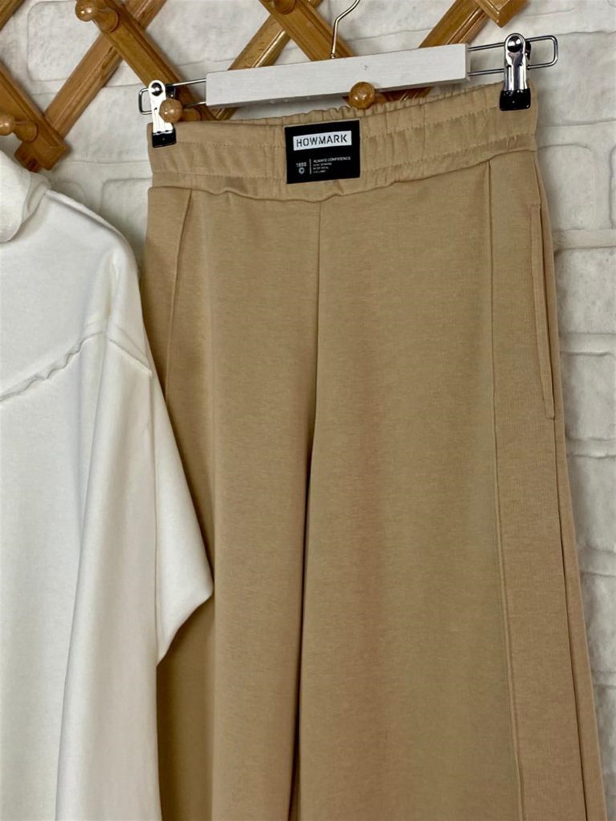Geniş Paça Arma Detaylı Pantolon (Camel)