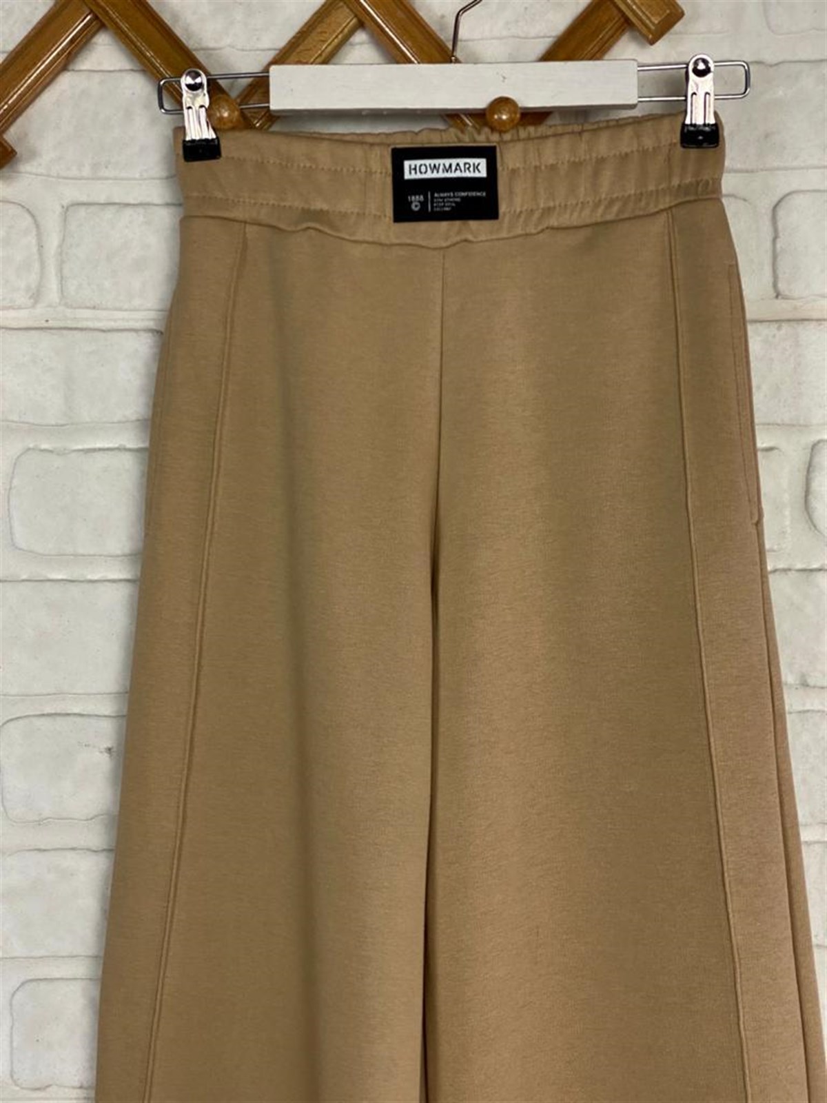 Geniş Paça Arma Detaylı Pantolon (Camel)