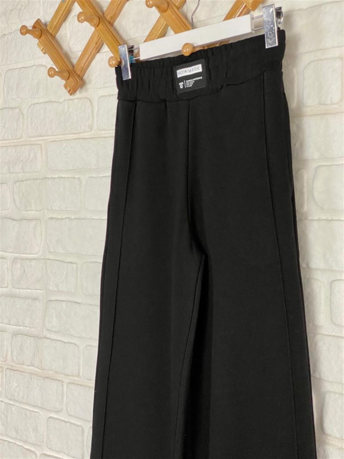 Geniş Paça Arma Detaylı Pantolon (Siyah)