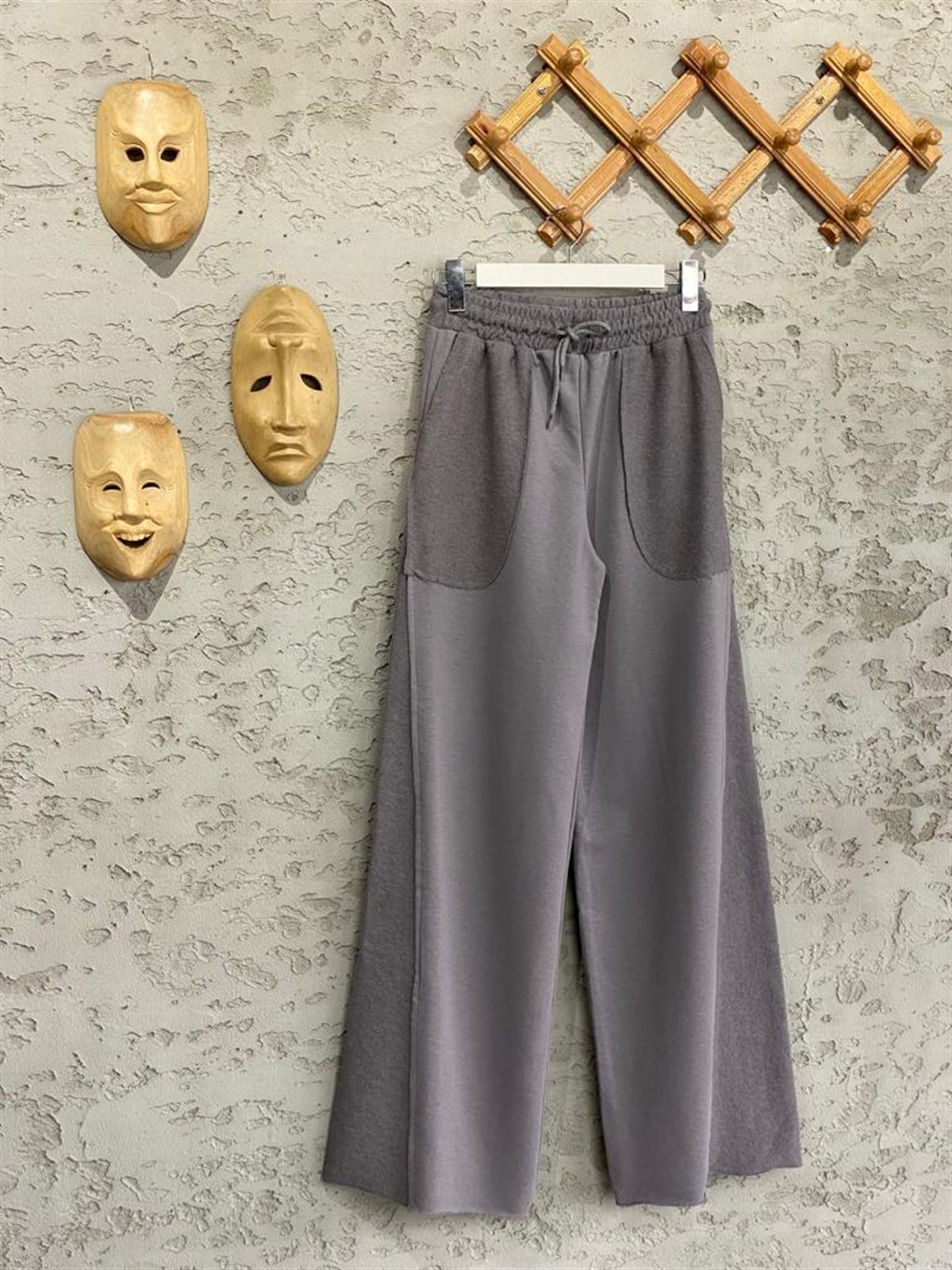Geniş Paça İkiiplik Sweat Kumaş Pantolon (Antrasit)