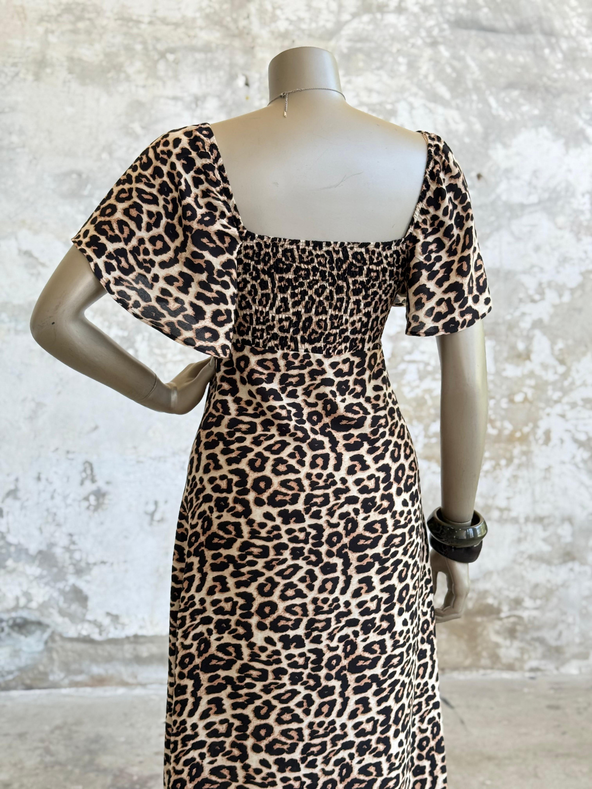 Gipeli Leopar Desen Kadın Elbise (Siyah)