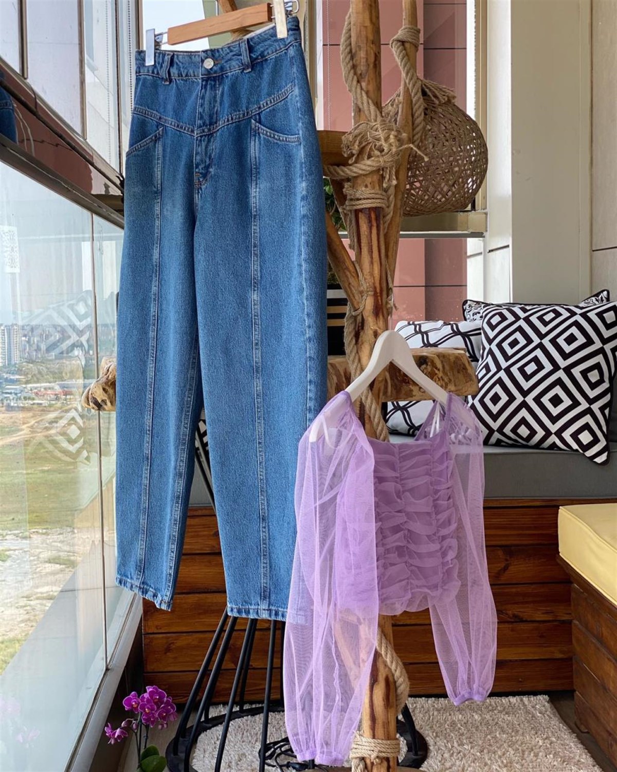 Gipeli Tül Crop Bluz (LİLA)