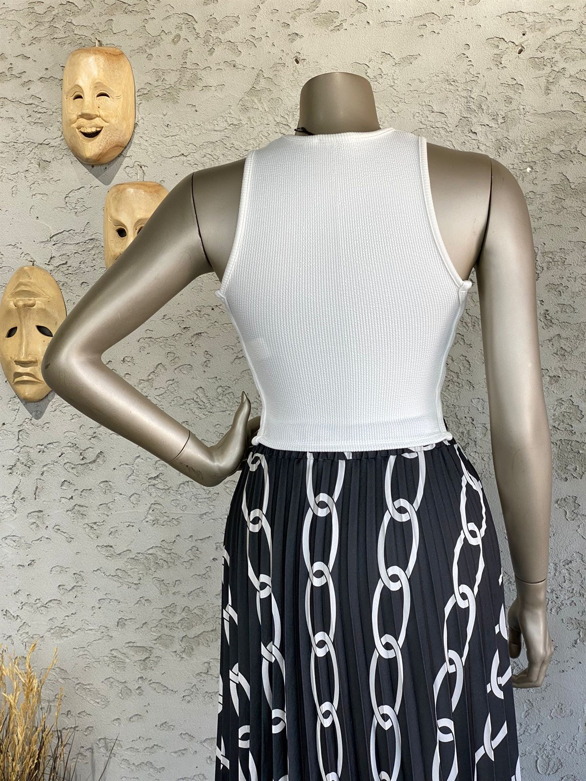 Halka Detaylı Crop Top (Ekru)