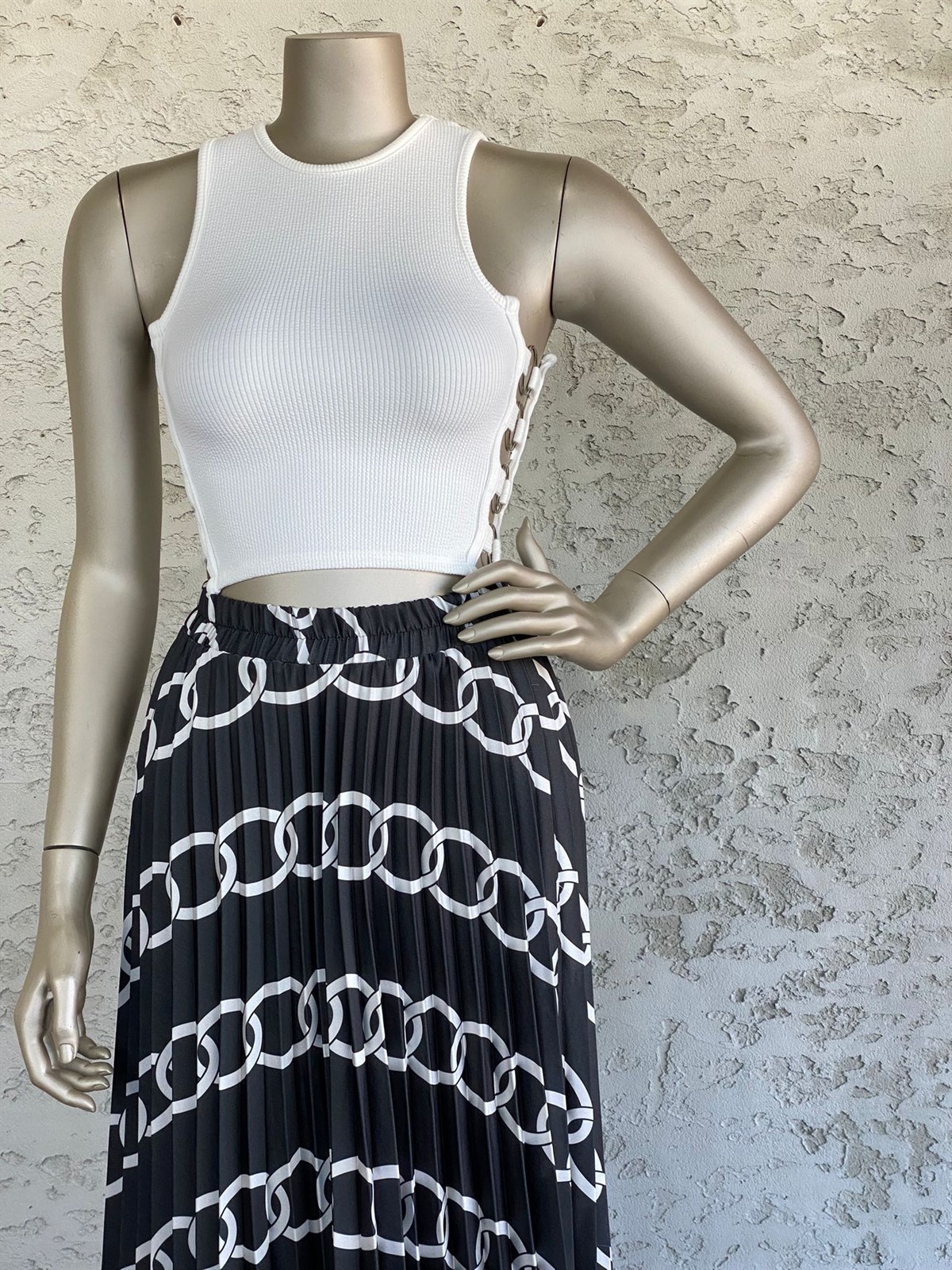 Halka Detaylı Crop Top (Ekru)