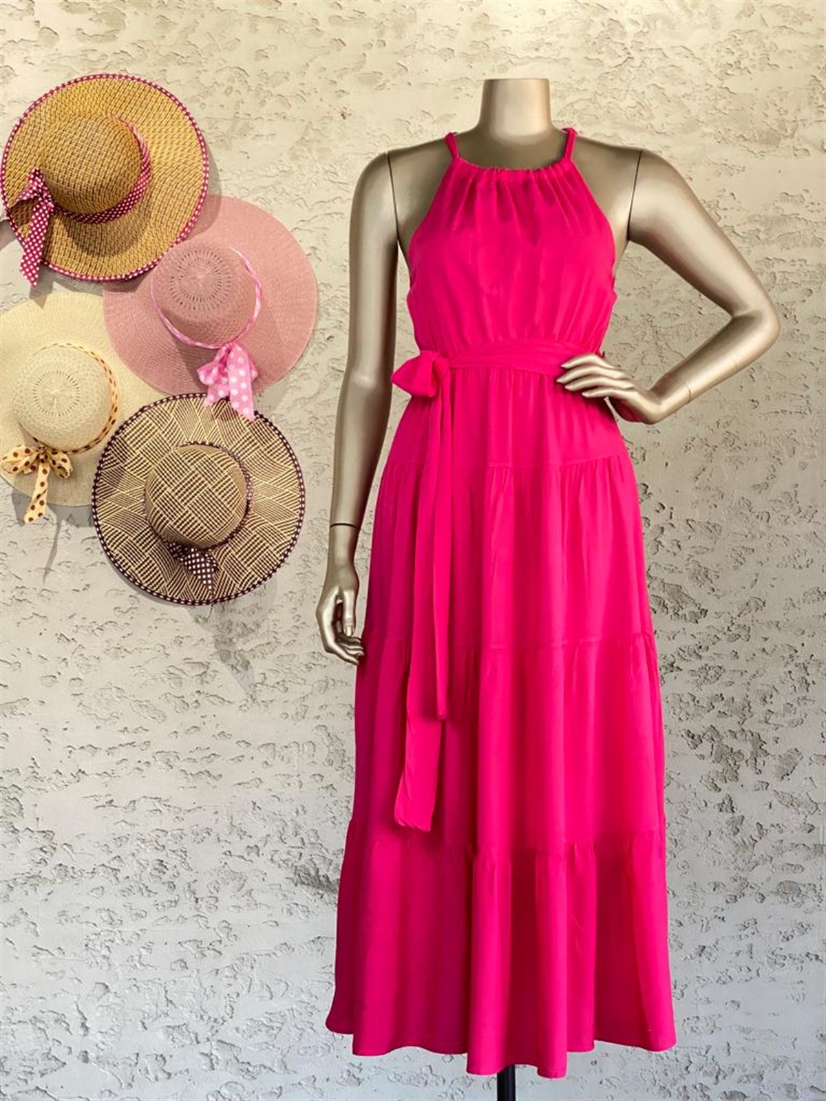 Halter Yaka Elbise (Pembe)
