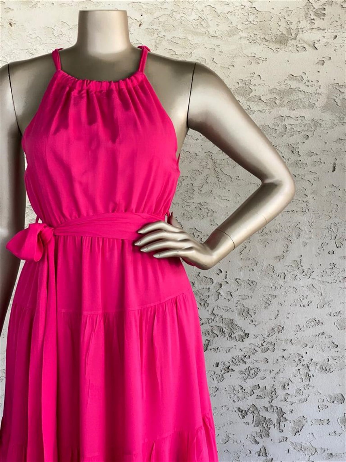 Halter Yaka Elbise (Pembe)