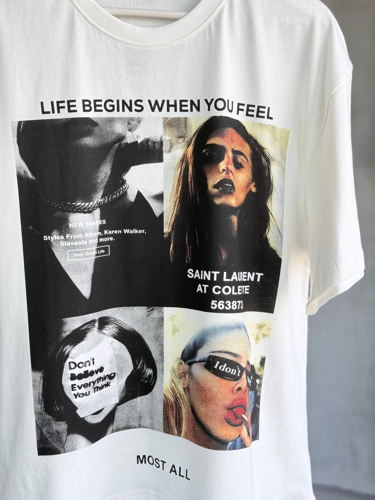 I Don't Care Baskılı Oversize Tişört (Beyaz)