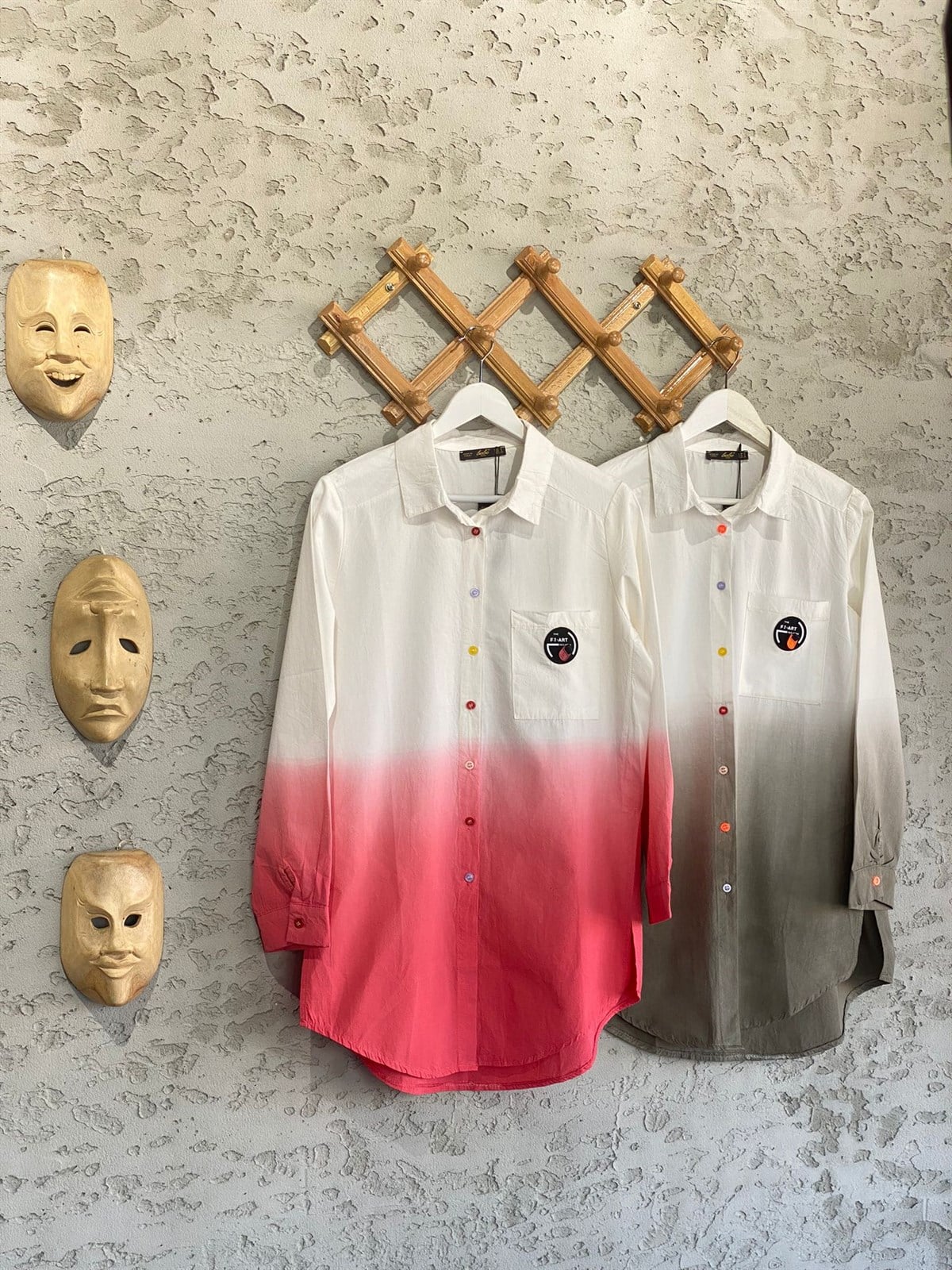 İki Renkli Tasarım Poplin Gömlek (Pembe)