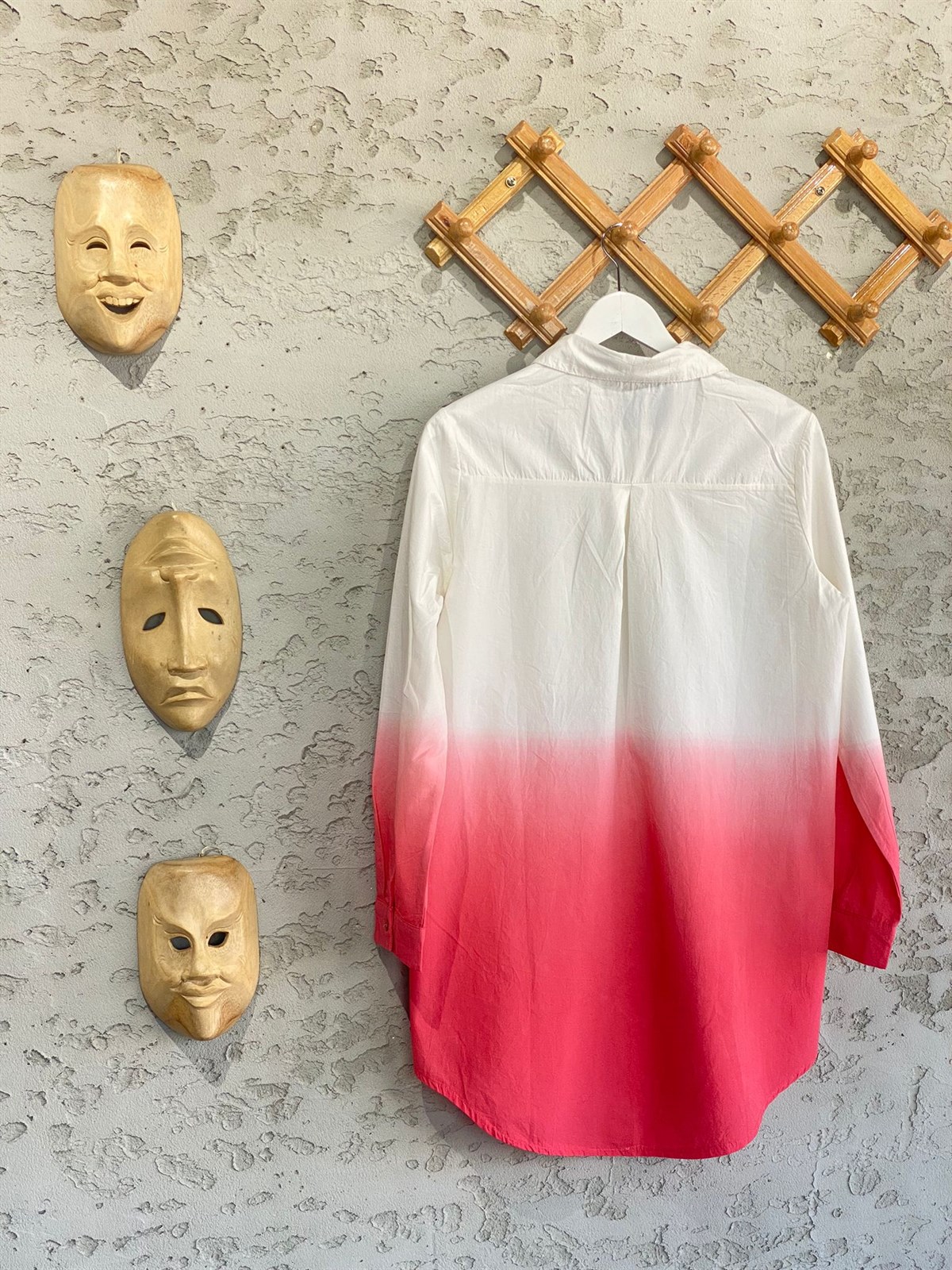 İki Renkli Tasarım Poplin Gömlek (Pembe)