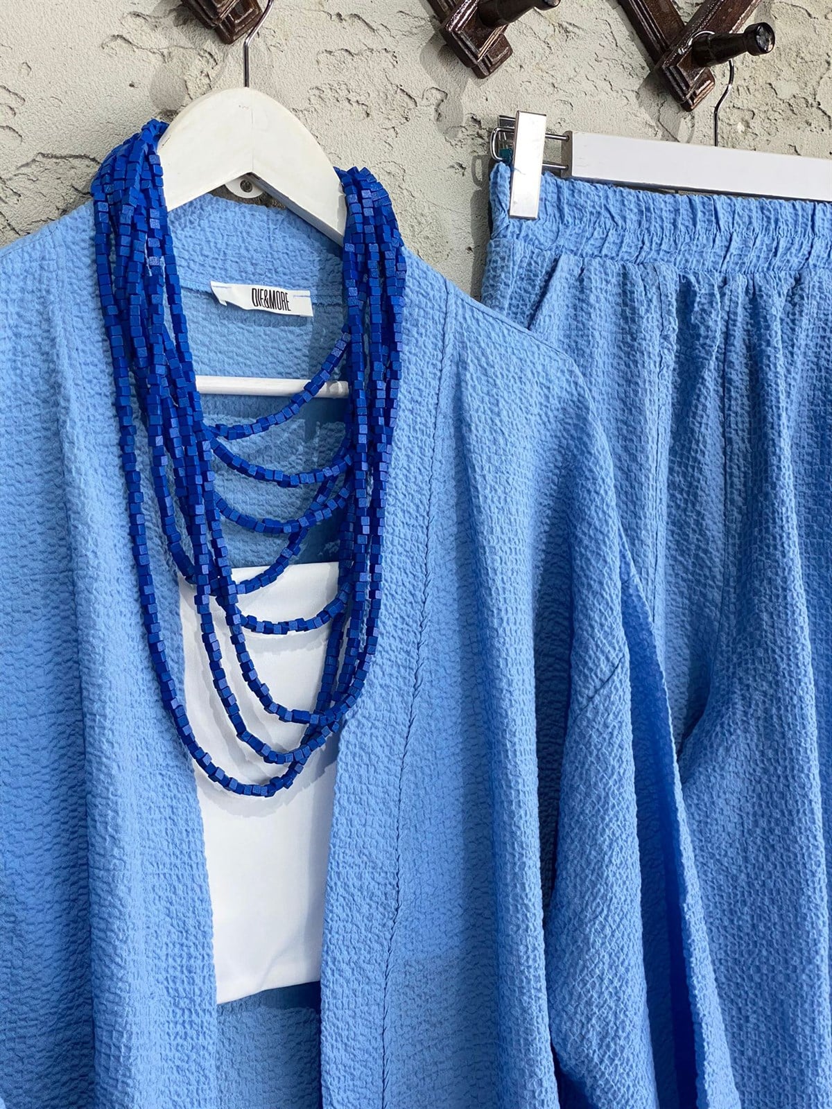 Kabartma Dokulu Kimono Takım (Bebe Mavi)