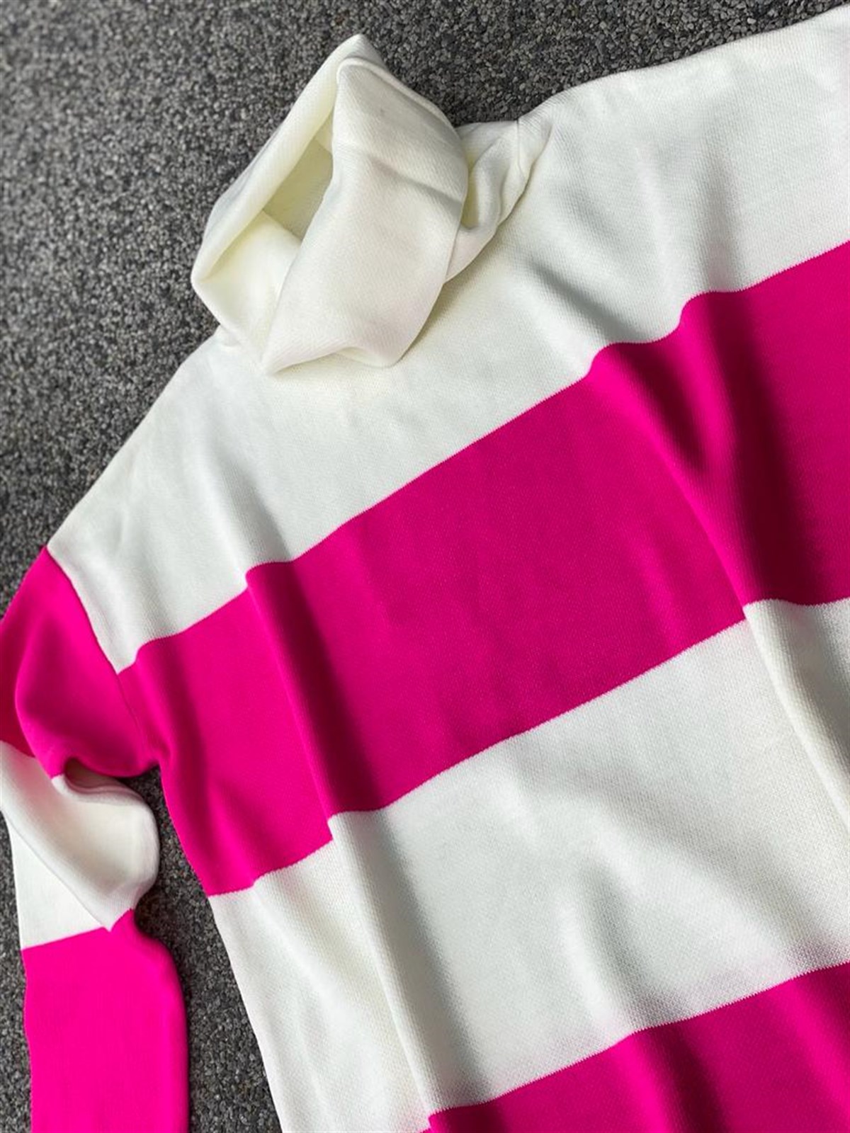 Kalın Çizgili Çelik Örgülü Oversize Kazak (Pembe)