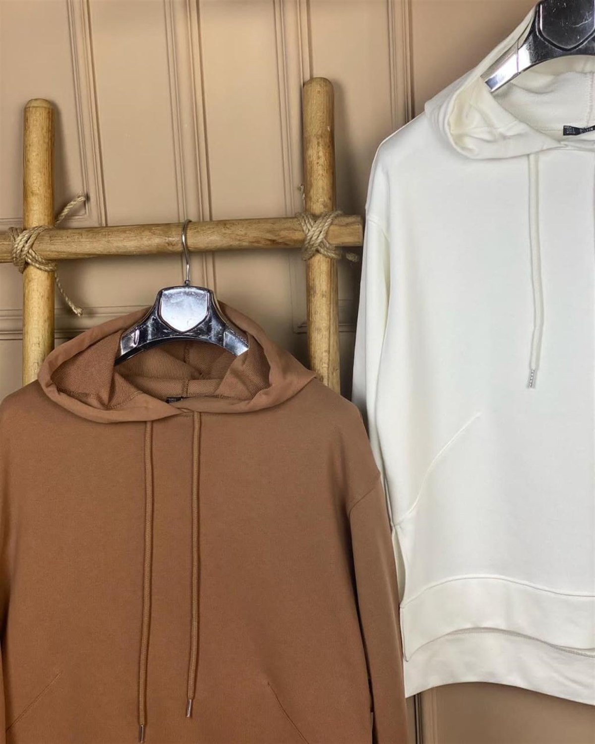 Kapşonlu Tunik Sweatshirt (BEYAZ & CAMEL)